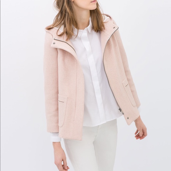 pink wool coat zara